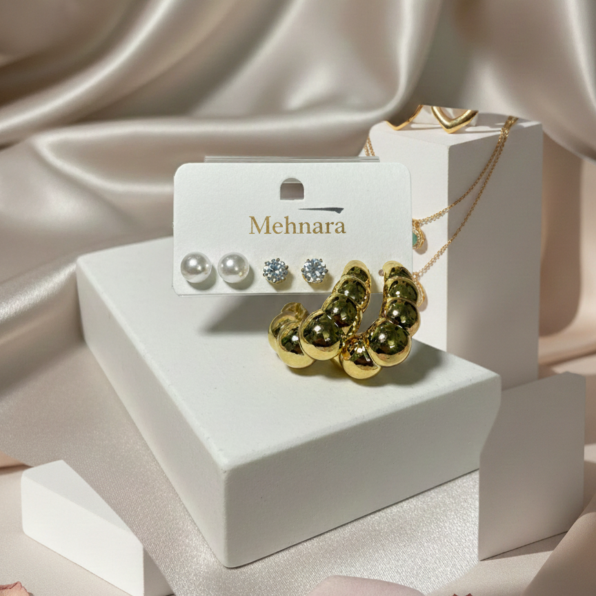Meh­nara Luxe Trio Stud & Hoop Set