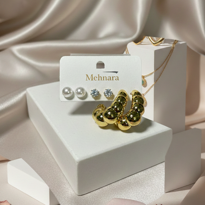 Meh­nara Luxe Trio Stud & Hoop Set