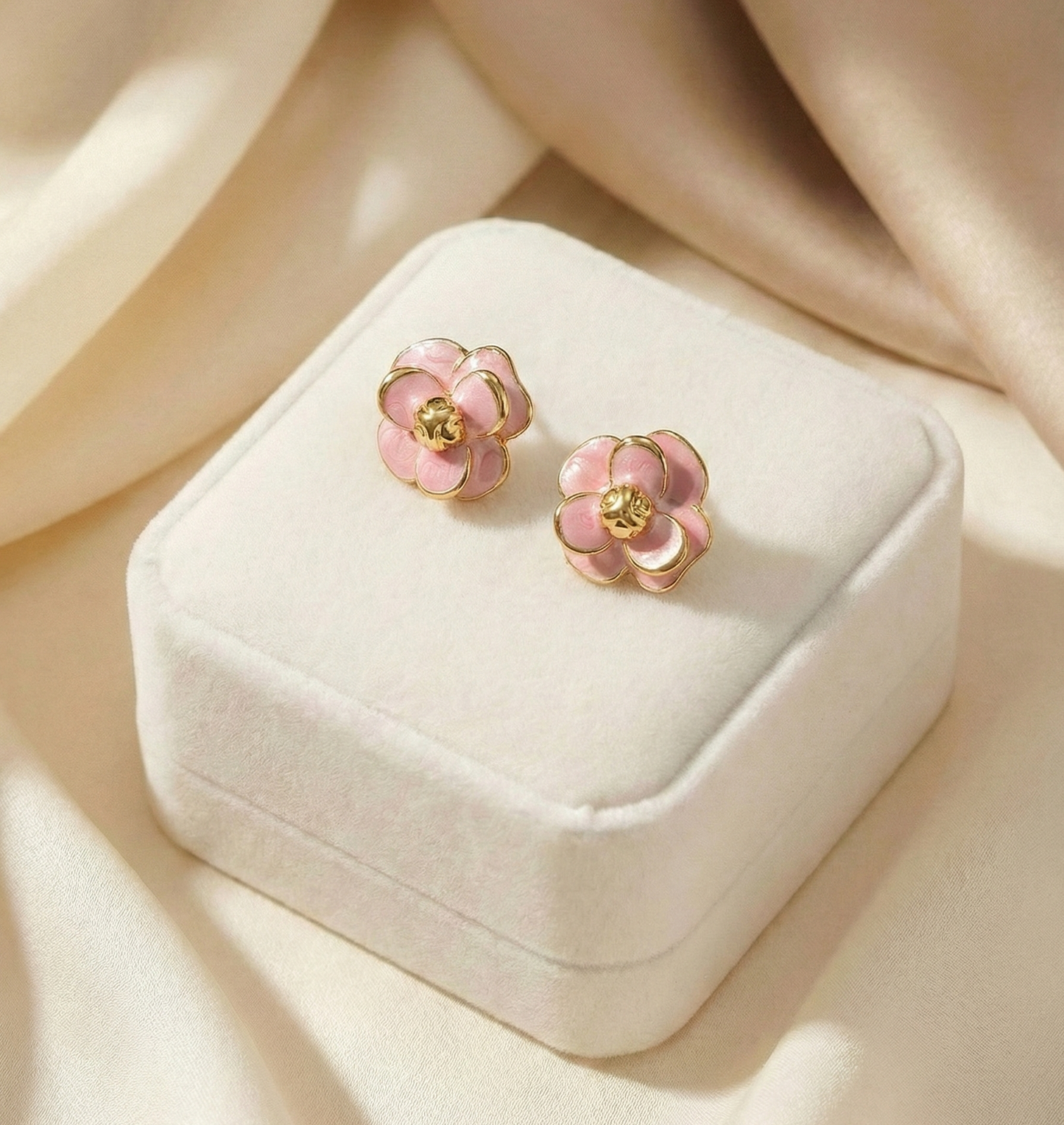 Blush Camellia Studs