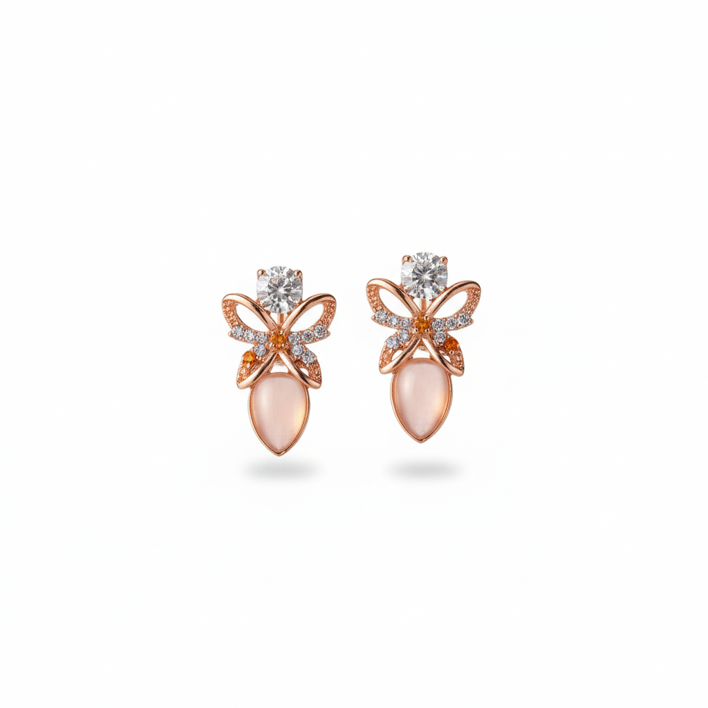 Rosé Butterfly Drop Studs