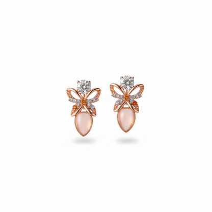 Rosé Butterfly Drop Studs