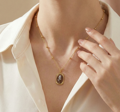 Vintage Rose Pendant Necklace