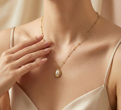 Golden Pearl Drop Necklace