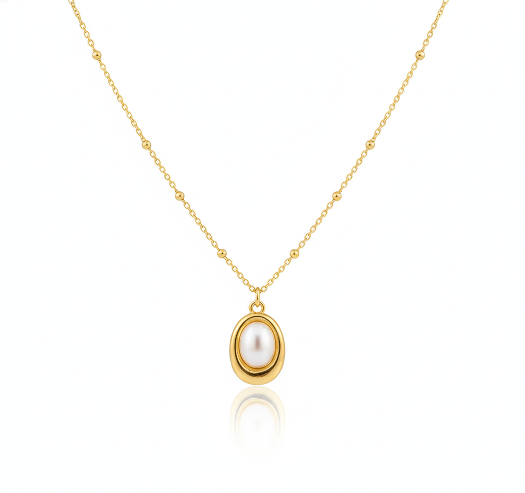 Golden Pearl Drop Necklace