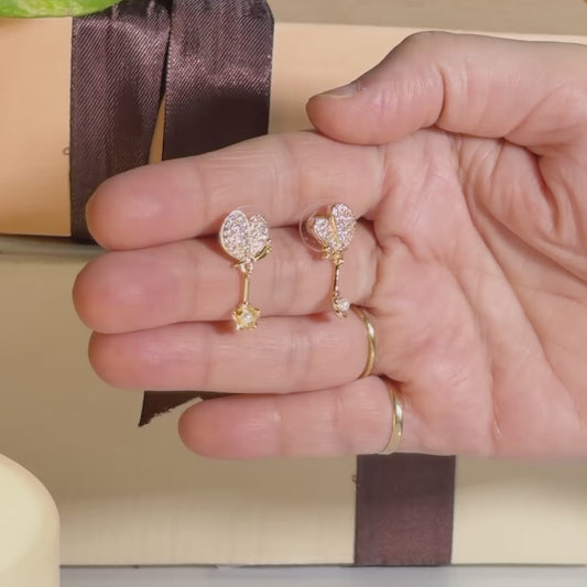 Butterfly Pearl Drop Earrings